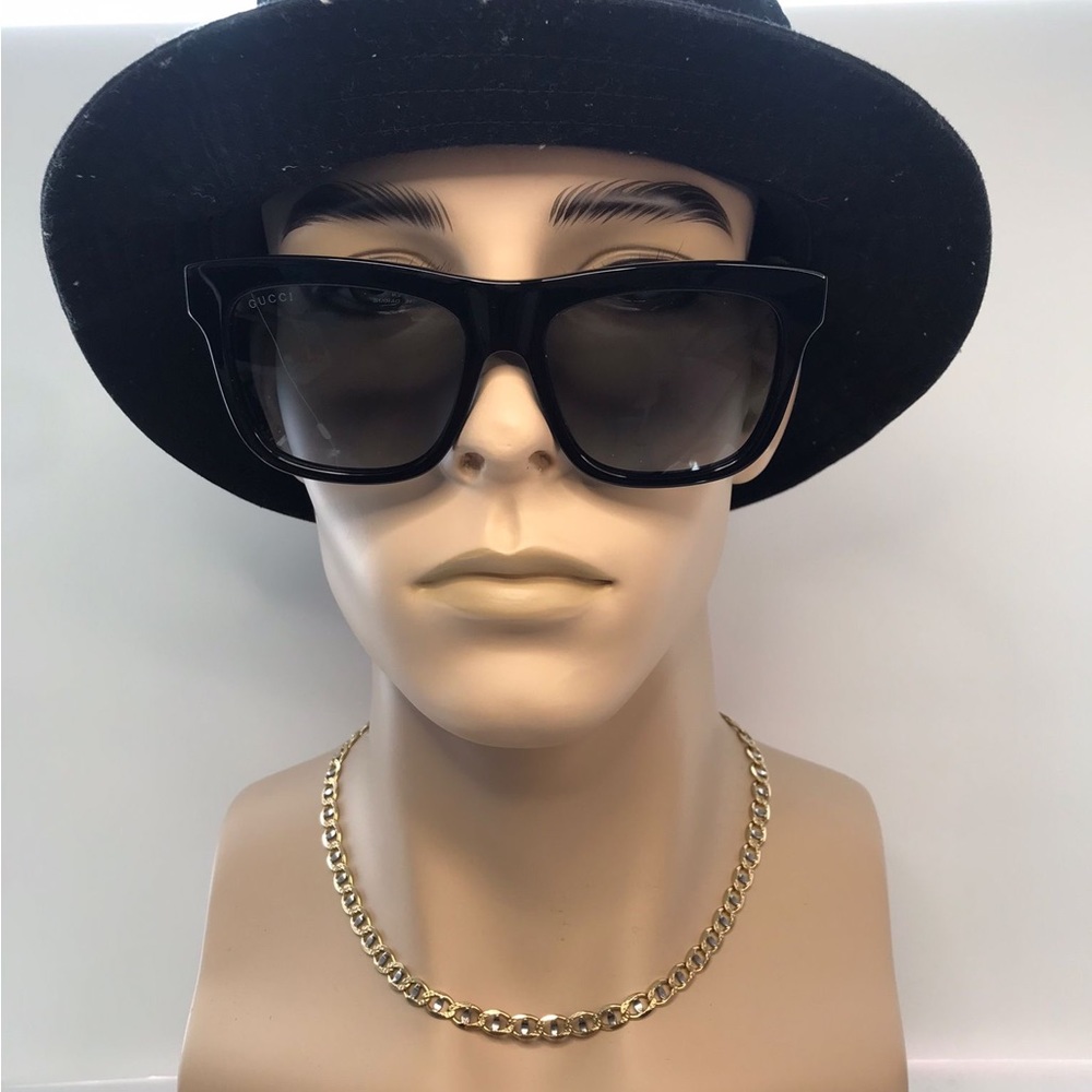 New Authentic Gucci Grey Rectangular Sunglasses GG0158SN 001 - Picture 4 of 12
